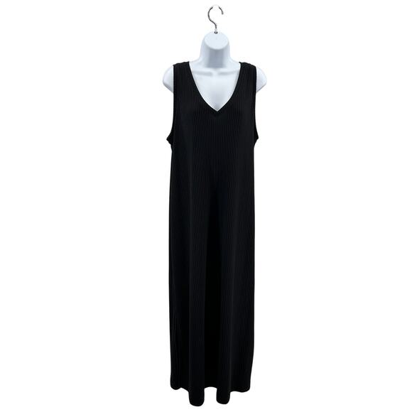 Old Navy Maxi Dress Womens 2X Black Sleeveless V-Neck Ribbed Knit Shift Pullover - Picture 1 of 8